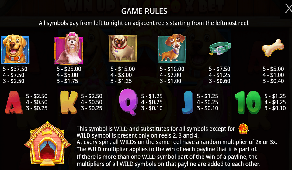 the dog house oranje jackpot paytable