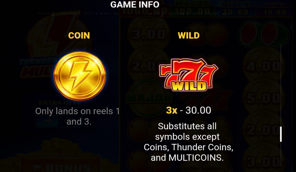 thunder coins xxl multicoin paytable 1