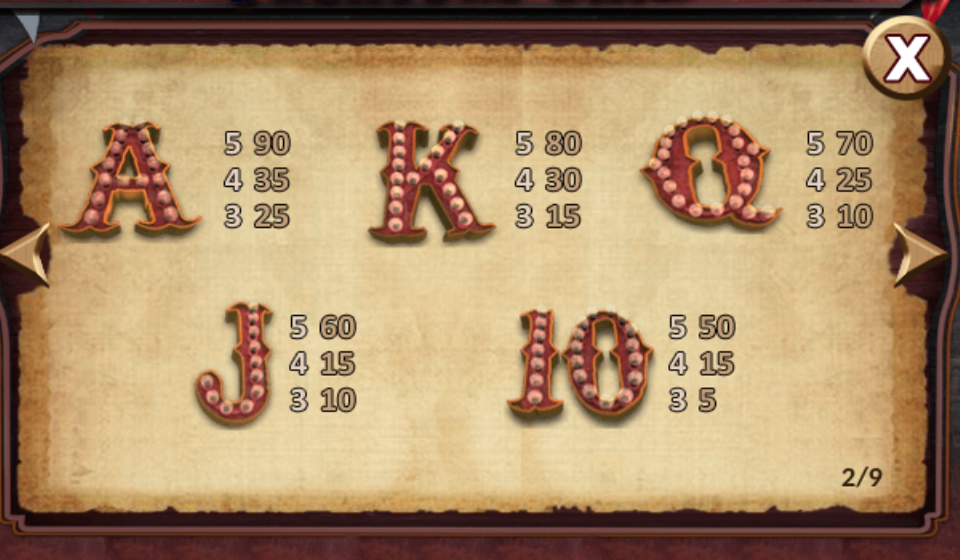 treasure fair paytable 2