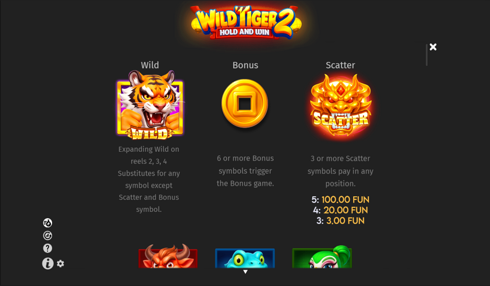 wild tiger 2 paytable 1