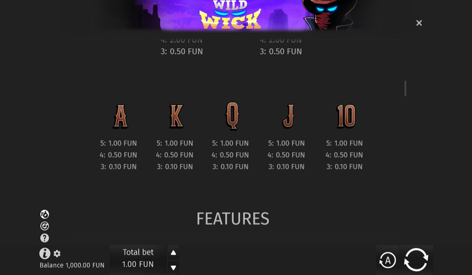 wild wick paytable 4