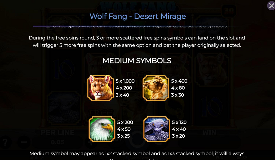 wolf fang desert mirage paytable 1