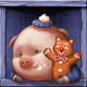big bad wolf christmas blue pig symbol