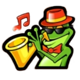 lucky band hold and win saxophone symbol
