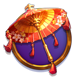 lucky sakura cat red parasol symbol