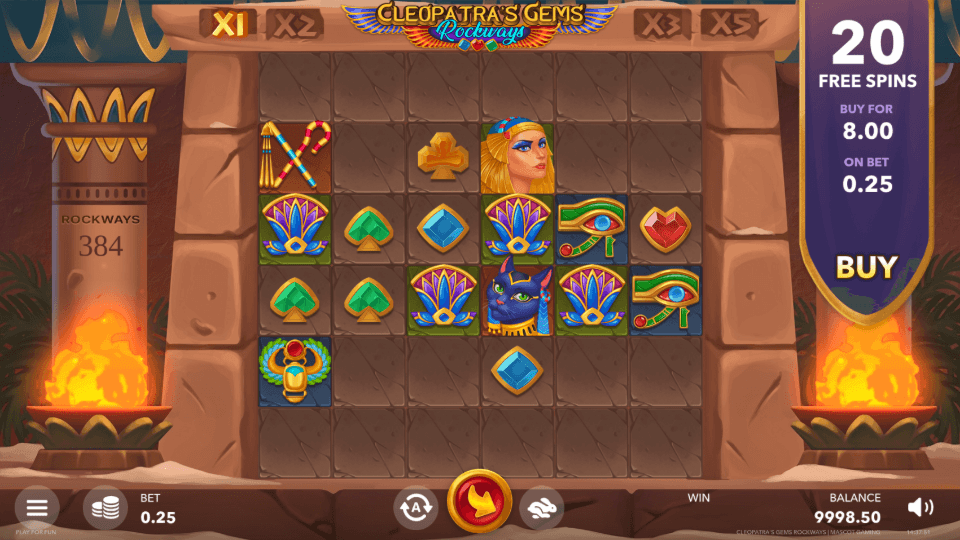 random reels at Cleopatras Gems Rockways slot