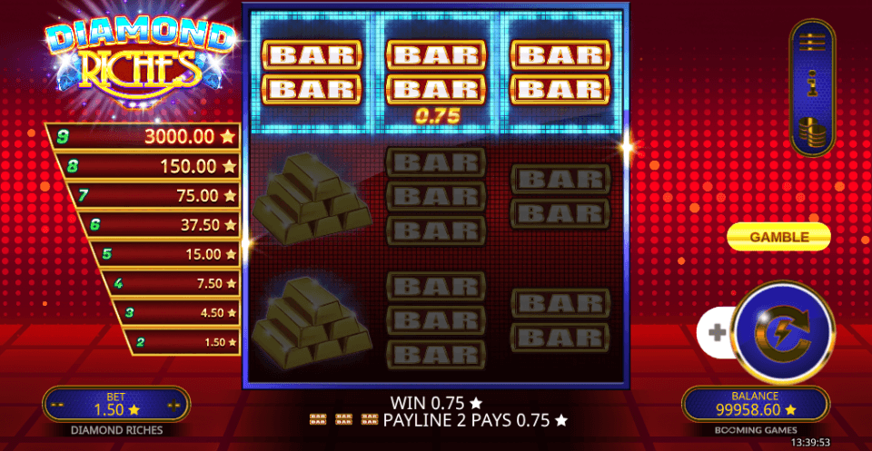 diamond riches bar symbol win