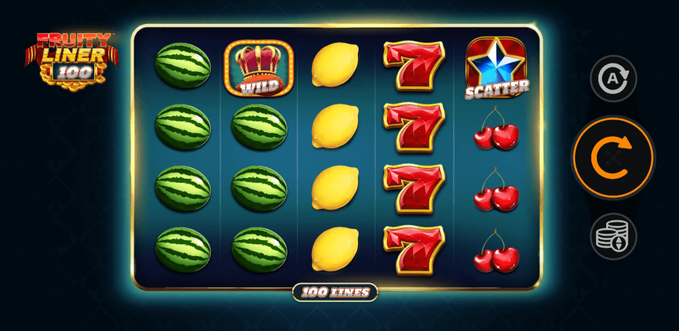 the base game of slot fruity liner 100
