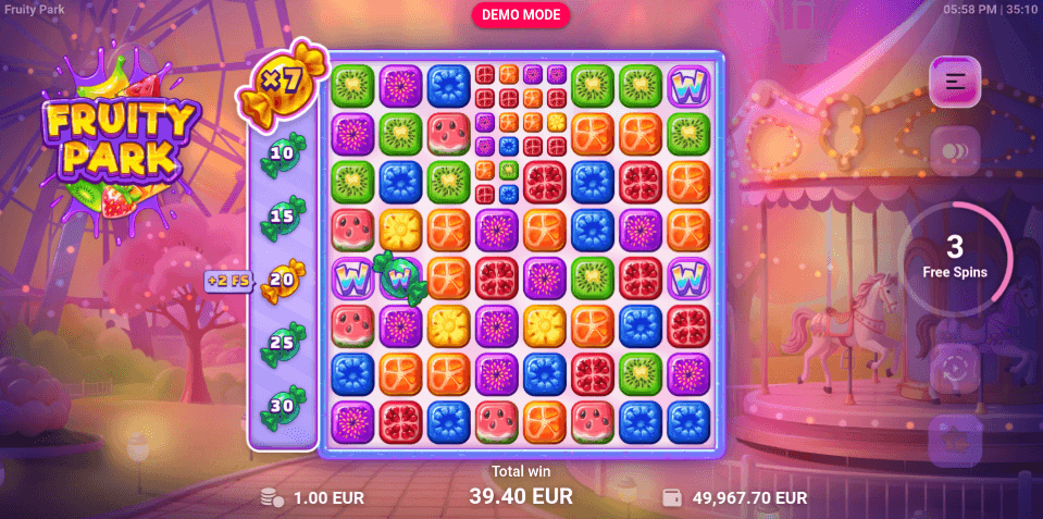 fruity park slot free spins feature