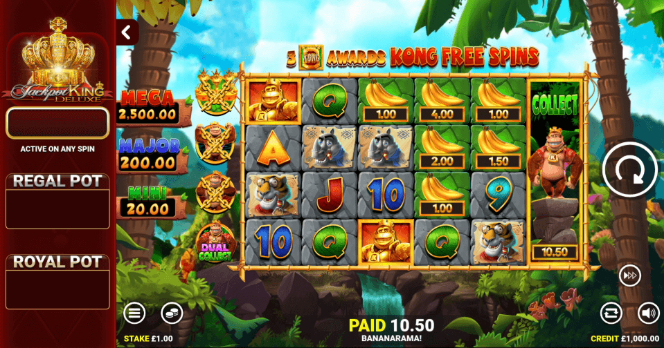king kong cash even bigger bananas jackpot king blueprint free spins
